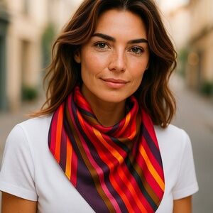 NWT SILKLETTE Sound Waves 100% Fine Silk Kerchief Scarf MULTICOLOR